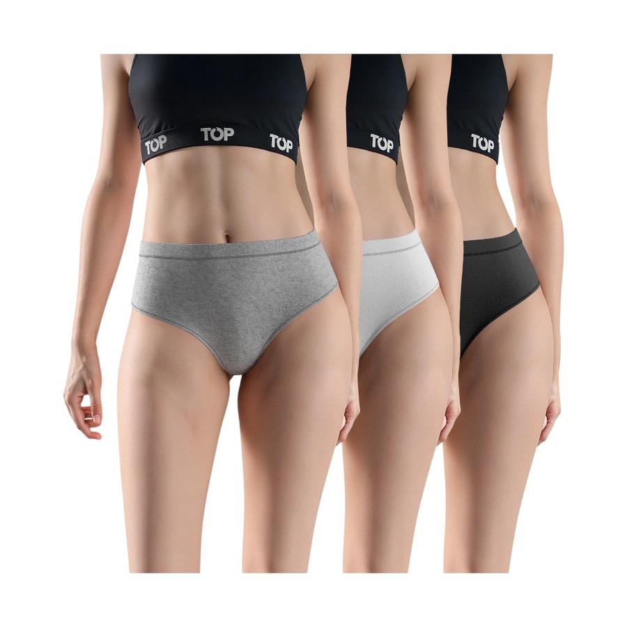 Pack 3 Calzón Pantaleta Alta Mujer Top C2 Surtido Grises