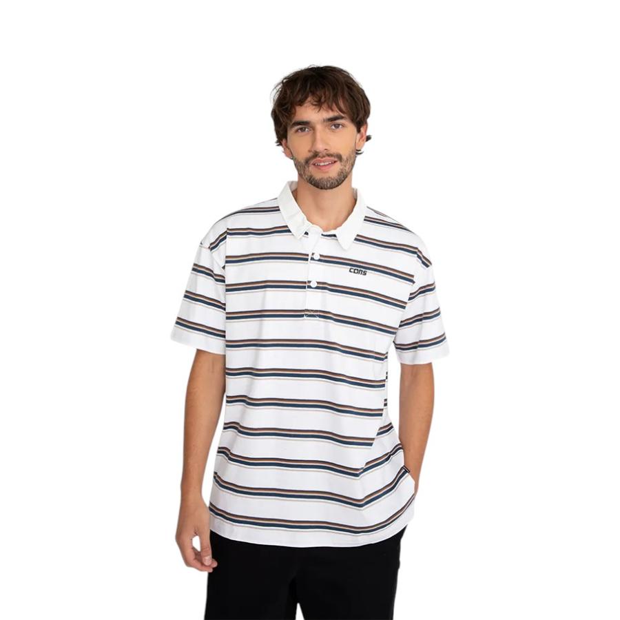 Polera Polo Hombre Converse CONS Skate Stripes Blanco