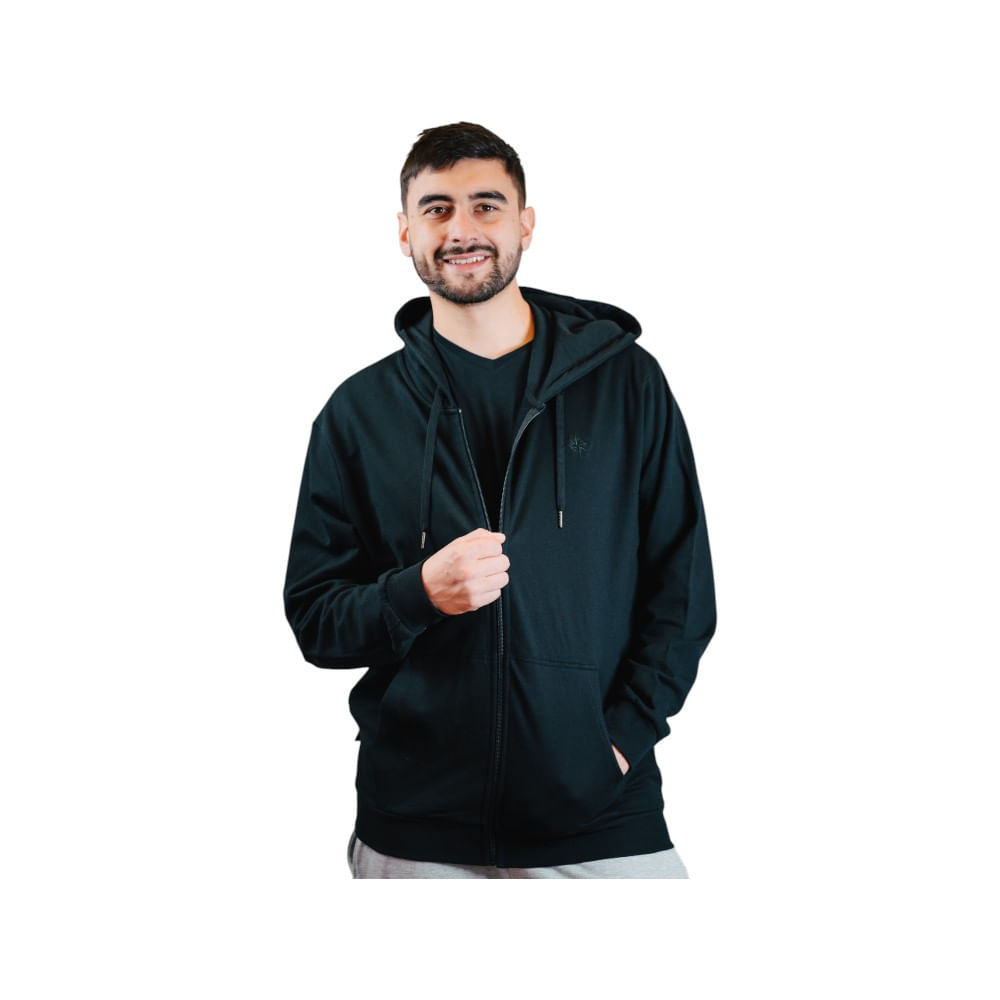 Poleron Deportivo Unisex Greenlife Cierre Negro