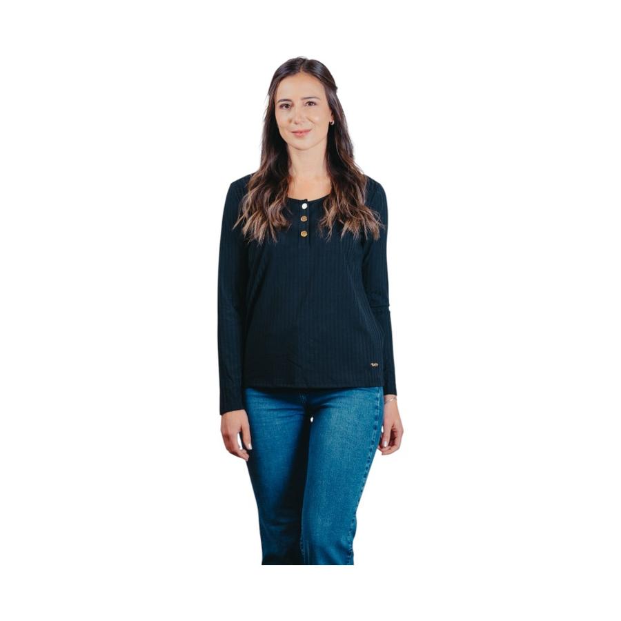 Polera Mujer Carolie ML Rib I26 Negro