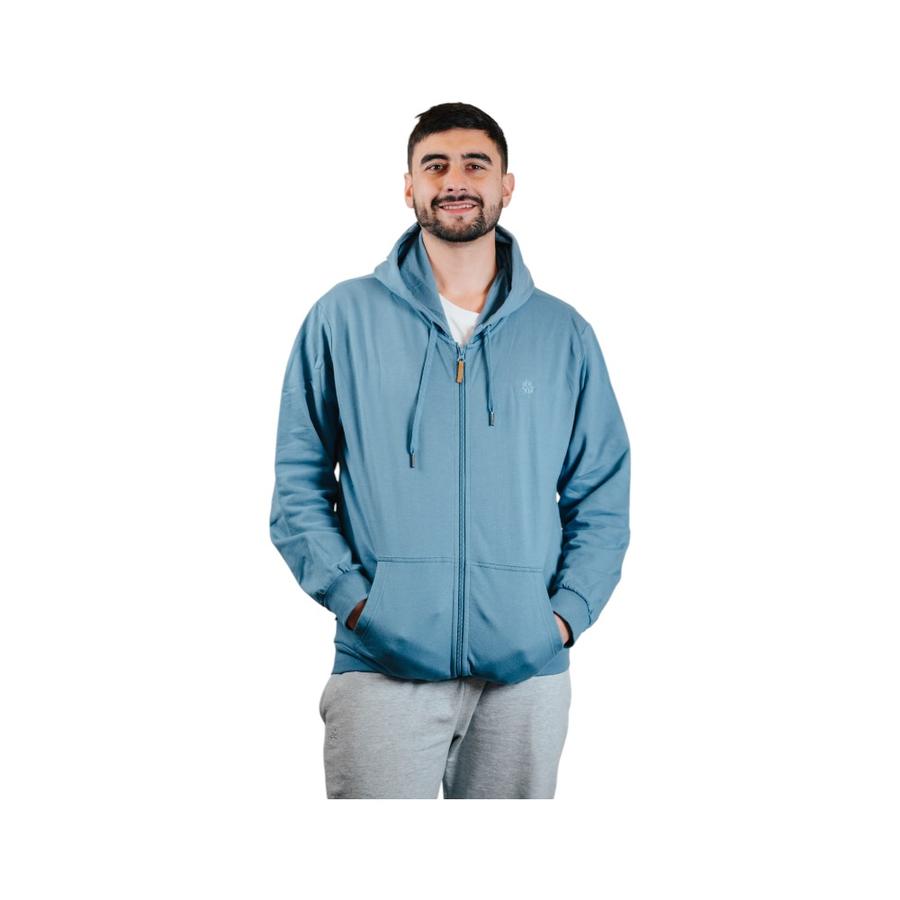 Polerón Unisex Greenlife Full Zipper Celeste
