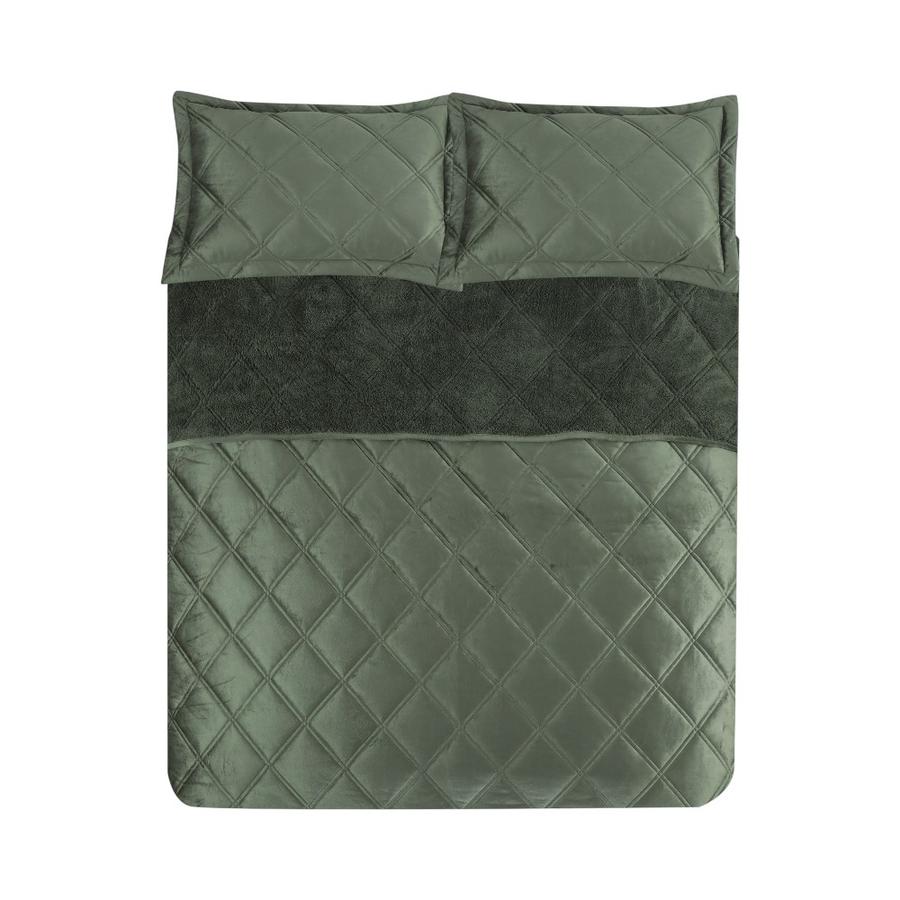 Quilt Matiz Velvet Sherpa 2 Plazas Verde Musgo - Dimarsa.cl