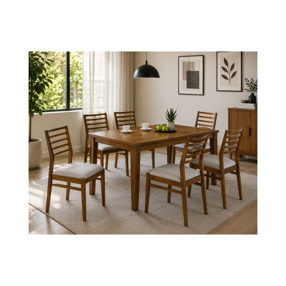 Comedor Rectangular 6 Sillas Peony AC4479 Café