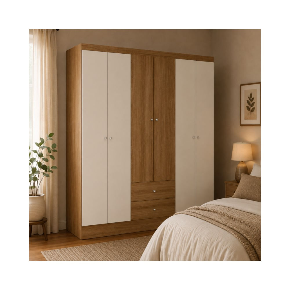 Closet Astro 6 Puertas  Almendra Off White