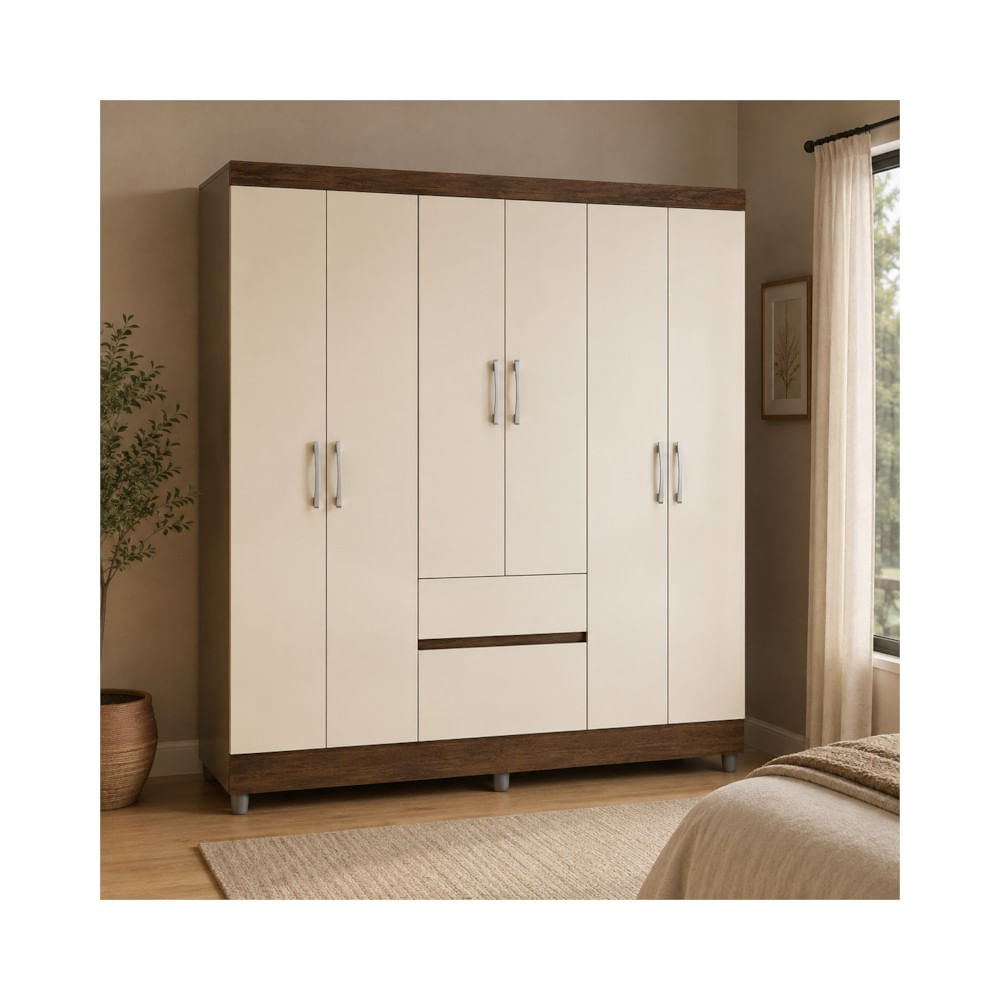 Closet Baum Ideal Plus 6 Puertas 181x153 Cm Imbuia/Champagne